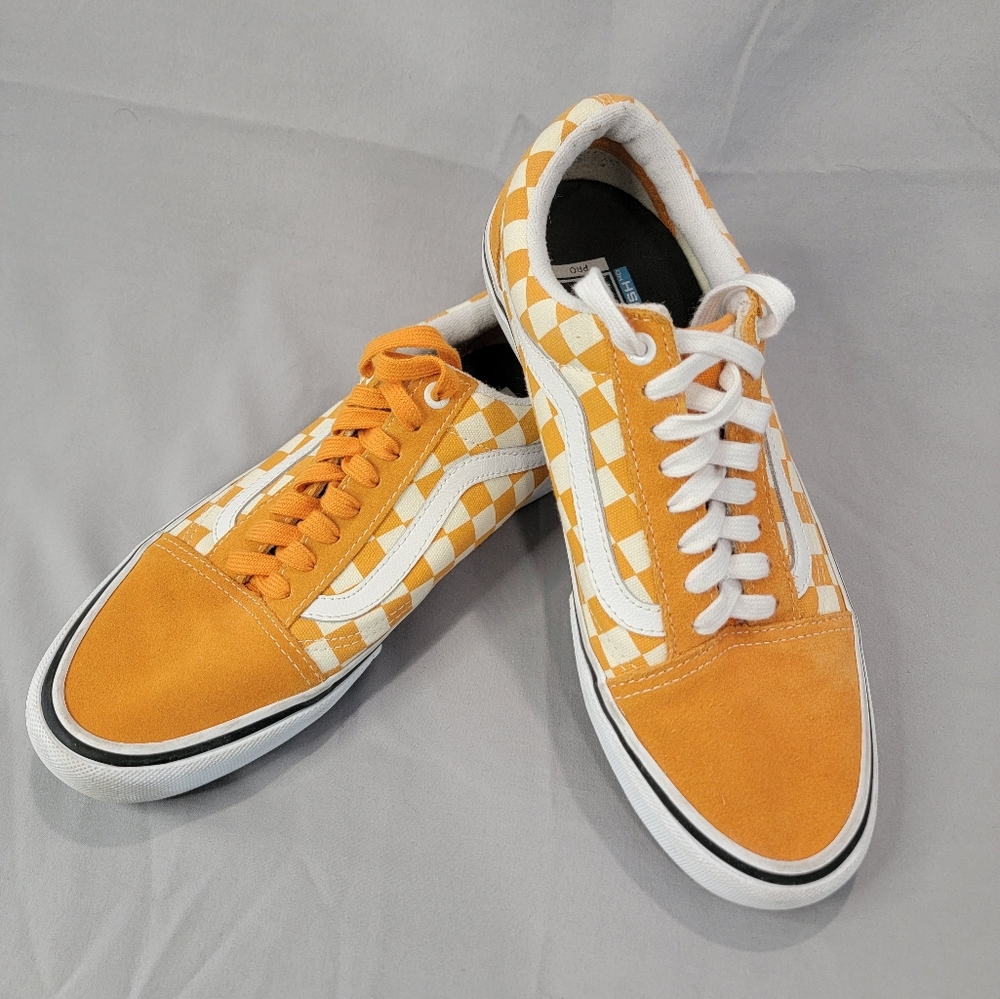 Vans Orange and White Checkered Sneakers